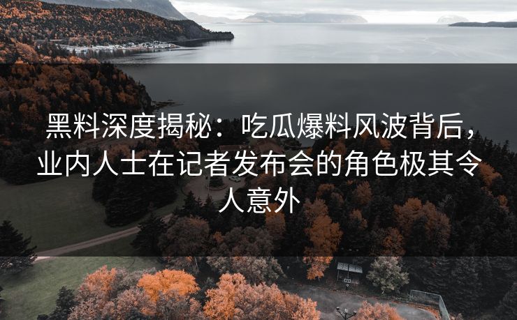黑料深度揭秘：吃瓜爆料风波背后，业内人士在记者发布会的角色极其令人意外