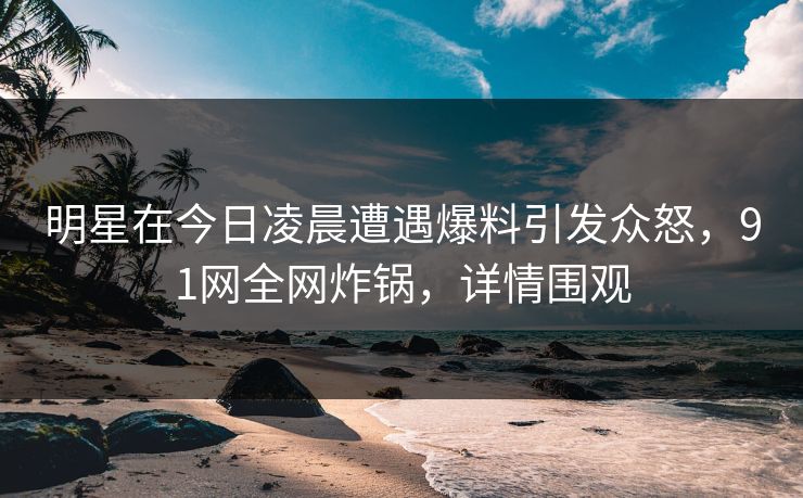 明星在今日凌晨遭遇爆料引发众怒，91网全网炸锅，详情围观