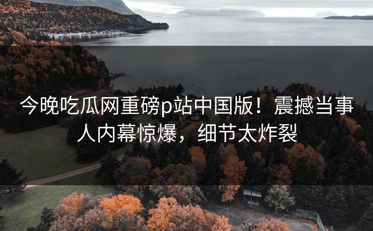 今晚吃瓜网重磅p站中国版！震撼当事人内幕惊爆，细节太炸裂