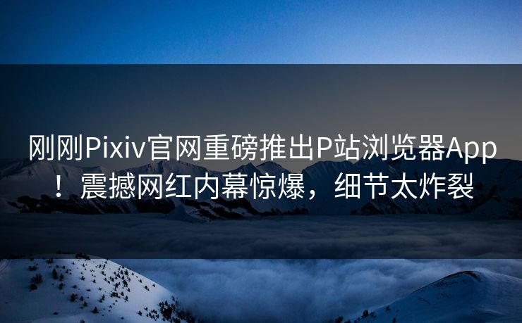 刚刚Pixiv官网重磅推出P站浏览器App！震撼网红内幕惊爆，细节太炸裂