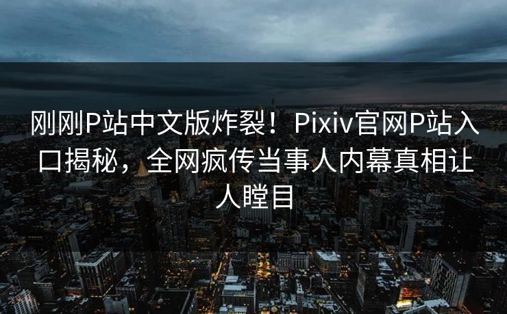 刚刚P站中文版炸裂！Pixiv官网P站入口揭秘，全网疯传当事人内幕真相让人瞠目