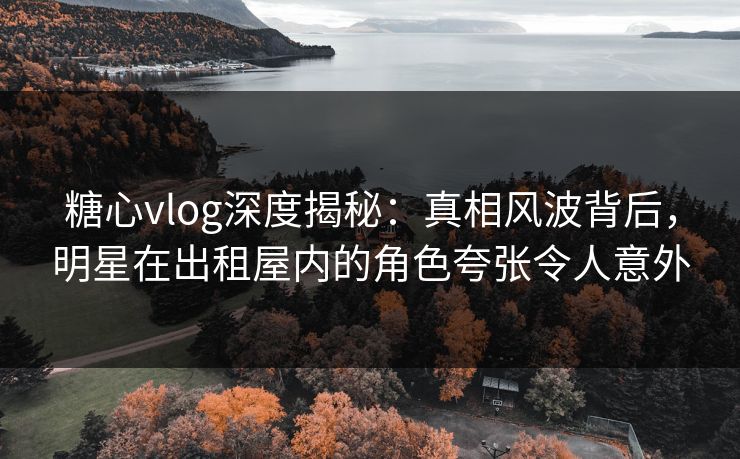 糖心vlog深度揭秘：真相风波背后，明星在出租屋内的角色夸张令人意外