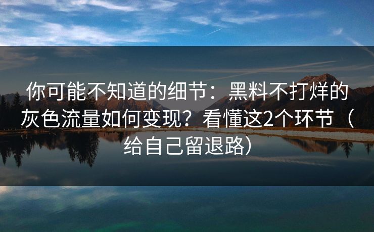 你可能不知道的细节:黑料不打烊的灰色流量如何变现?看懂这2个环节(给自己留退路) 你可能不知道的细节:黑料不打烊的灰色流量如何变现?看懂这2个环节(给自己留退路)